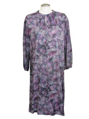Vintage Dress Long Sleeve Purple Abstract Decorum Irving Korny Montreal Keyhole